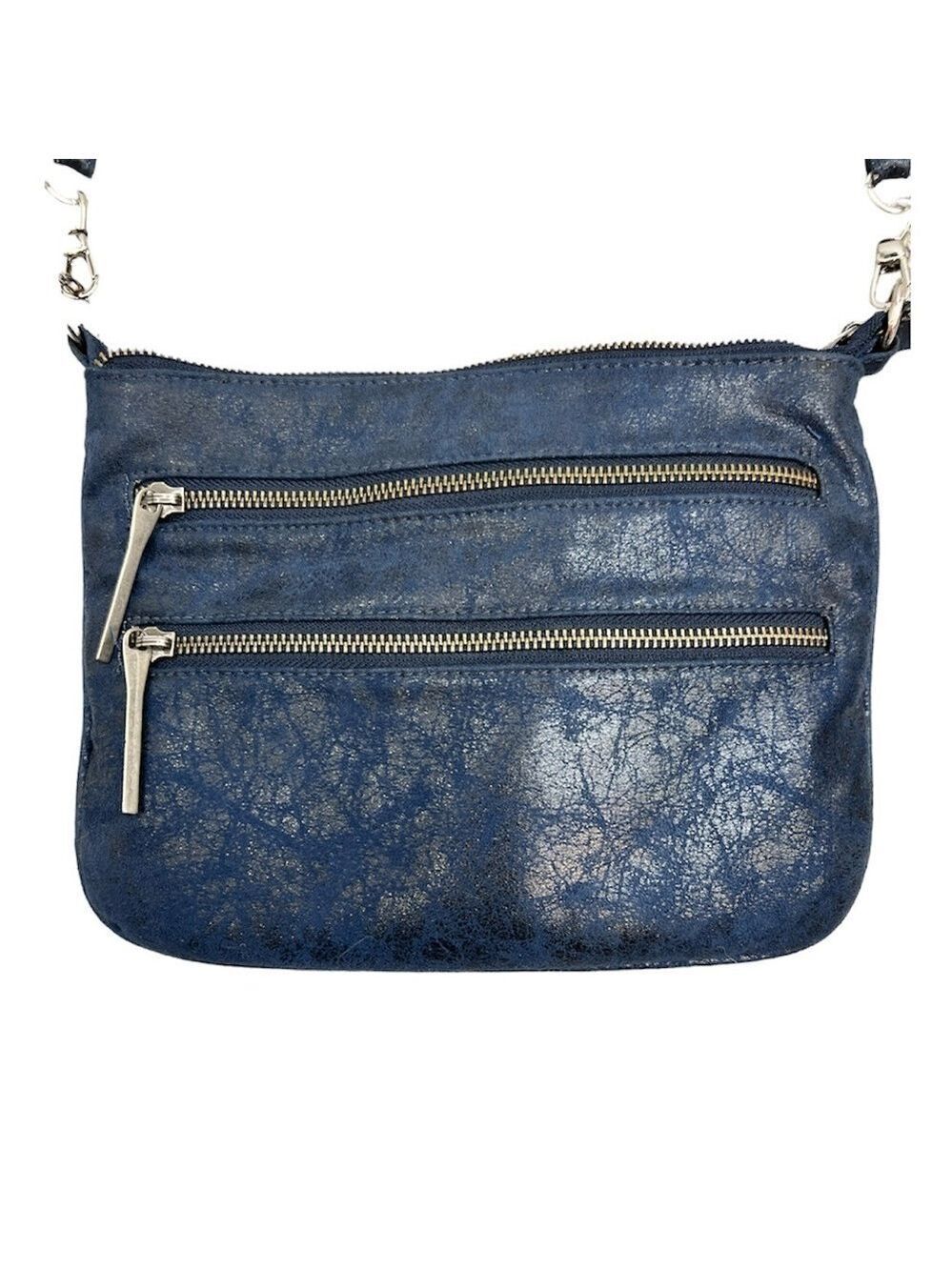 Matt & Nat Montreal vegan coated suede blue crossbody shoulder bag - Picture 2 of 12